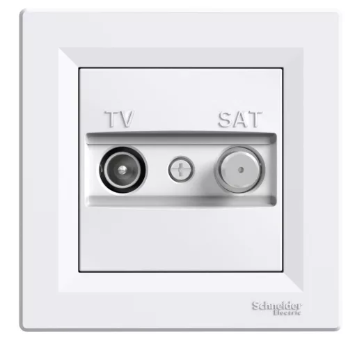 Schneider Electric Asfora EPH3400121 végzáró TV-SAT csatlakozóaljzat 1 dB, fehér burkolattal, kerettel, süllyesztett ( EPH3400121 ).