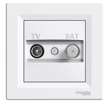   Schneider Electric Asfora EPH3400421 csillagpontos TV-SAT csatlakozóaljzat 1 dB, fehér burkolattal, kerettel, süllyesztett ( EPH3400421 ).