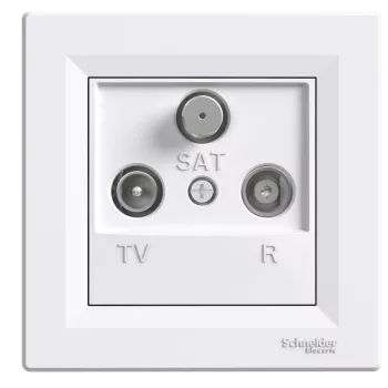   Schneider Electric Asfora EPH3500121 végzáró TV-Rádió-SAT csatlakozóaljzat 1 dB, fehér burkolattal, kerettel, süllyesztett ( EPH3500121 ).