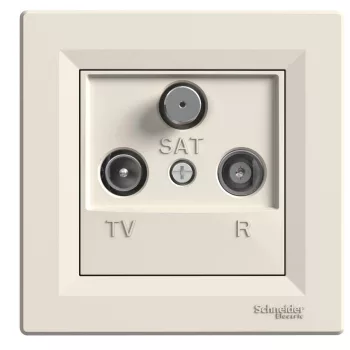   Schneider Electric Asfora EPH3500223 átmenő TV-Rádió-SAT csatlakozóaljzat 4 dB, bézs burkolattal, kerettel, süllyesztett ( EPH3500223 ).