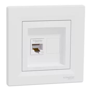   Schneider Electric Asfora EPH4300121 Informatikai csatlakozóaljzat 1xRJ45, Cat5e UTP, fehér burkolattal, kerettel ( EPH4300121 ).