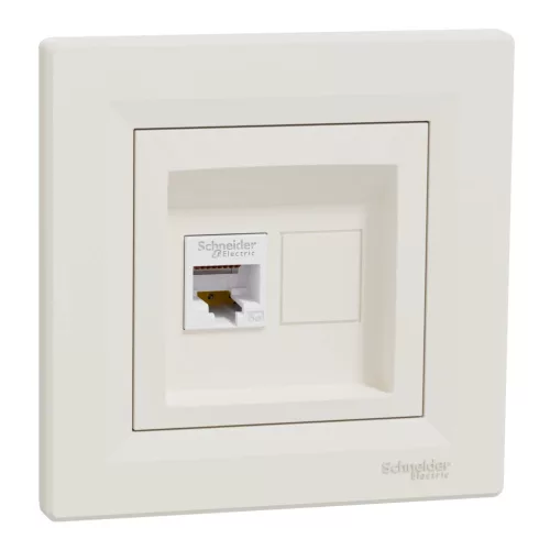 Schneider Electric Asfora EPH4300123 Informatikai csatlakozóaljzat 1xRJ45, Cat5e UTP, bézs burkolattal, kerettel ( EPH4300123 ).