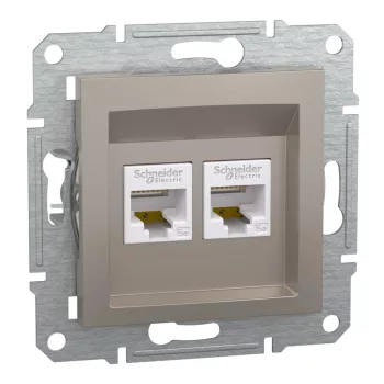   Schneider Electric Asfora EPH4400169 Informatikai csatlakozóaljzat 2xRJ45, Cat5e UTP, bronz burkolattal, keret nélkül ( EPH4400169 ).