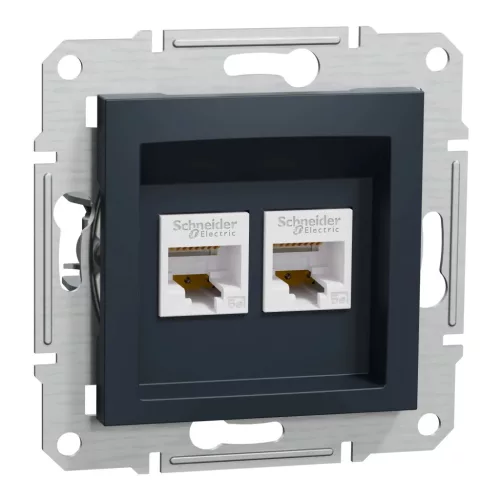 Schneider Electric Asfora EPH4400171 Informatikai csatlakozóaljzat 2xRJ45, Cat5e UTP, antracit burkolattal, keret nélkül ( EPH4400171 ).