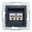 Schneider Electric Asfora EPH4400171 Informatikai csatlakozóaljzat 2xRJ45, Cat5e UTP, antracit burkolattal, keret nélkül ( EPH4400171 ).