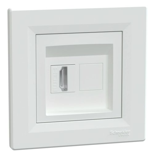 Schneider Electric Asfora EPH4500121 HDMI aljzat, fehér burkolattal, kerettel