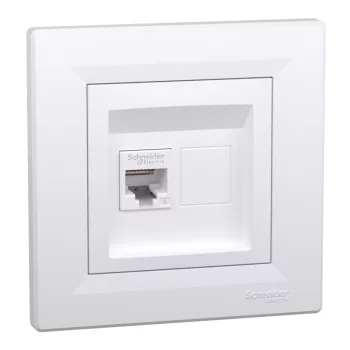   Schneider Electric Asfora EPH4700121 Informatikai csatlakozóaljzat 1xRJ45, Cat6 UTP, fehér burkolattal, kerettel ( EPH4700121 ).