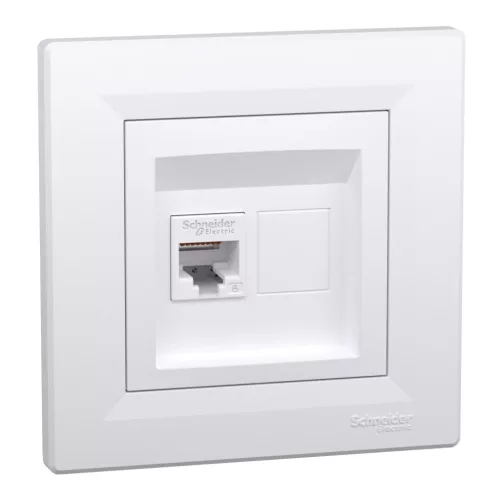 Schneider Electric Asfora EPH4700121 Informatikai csatlakozóaljzat 1xRJ45, Cat6 UTP, fehér burkolattal, kerettel ( EPH4700121 ).