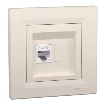   Schneider Electric Asfora EPH4700123 Informatikai csatlakozóaljzat 1xRJ45, Cat6 UTP, bézs burkolattal, kerettel ( EPH4700123 ).