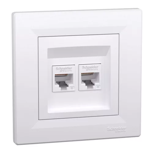Schneider Asfora EPH4800121 2xRJ45 Cat6 UTP aljzat fehér