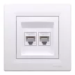 Schneider Electric Asfora EPH4800121 Informatikai csatlakozóaljzat 2xRJ45, Cat6 UTP, fehér burkolattal, kerettel ( EPH4800121 ).