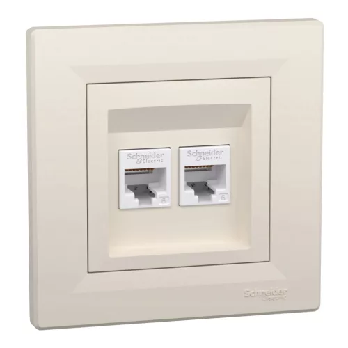 Schneider Asfora EPH4800123 2xRJ45 Cat6 UTP aljzat bézs