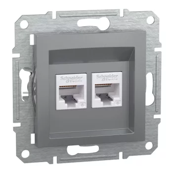   Schneider Electric Asfora EPH4800162 Informatikai csatlakozóaljzat 2xRJ45, Cat6 UTP, acél burkolattal, keret nélkül ( EPH4800162 ).