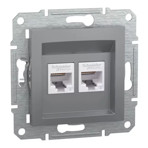 Schneider Asfora EPH4800162 2xRJ45 Cat6 UTP aljzat acél
