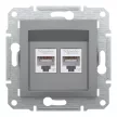 Schneider Asfora EPH4800162 2xRJ45 Cat6 UTP aljzat acél