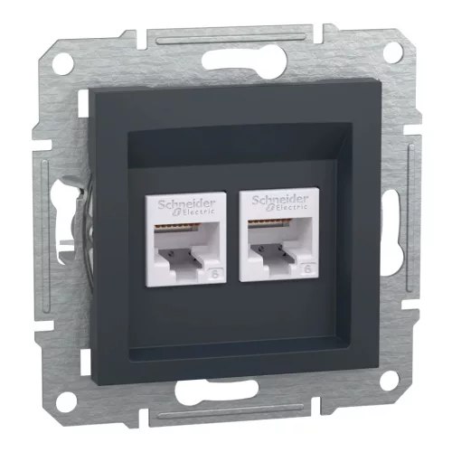 Schneider Electric Asfora EPH4800171 Informatikai csatlakozóaljzat 2xRJ45, Cat6 UTP, antracit burkolattal, keret nélkül ( EPH4800171 ).
