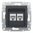 Schneider Electric Asfora EPH4800171 Informatikai csatlakozóaljzat 2xRJ45, Cat6 UTP, antracit burkolattal, keret nélkül ( EPH4800171 ).