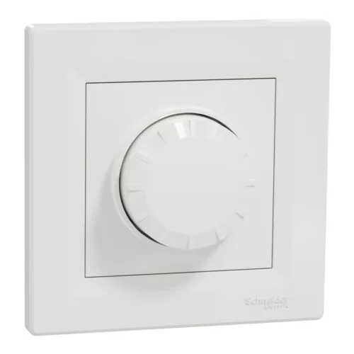 Schneider Electric Asfora EPH6800121 forgatógombos fényerőszabályzó (dimmer) LED-hez, 3-370W rezisztív és kapacitív, 0-200W LED, fehér burkolattal, kerettel, süllyesztett 230V ( EPH6800121 )