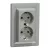 Schneider Electric Asfora EPH9900161 földelt csatlakozóaljzat (dugalj), 2x2P+F, aluminium burkolattal, kerettel, süllyesztett, 16A 250V ( EPH9900161 ).