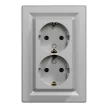 Schneider Electric Asfora EPH9900161 földelt csatlakozóaljzat (dugalj), 2x2P+F, aluminium burkolattal, kerettel, süllyesztett, 16A 250V ( EPH9900161 ).