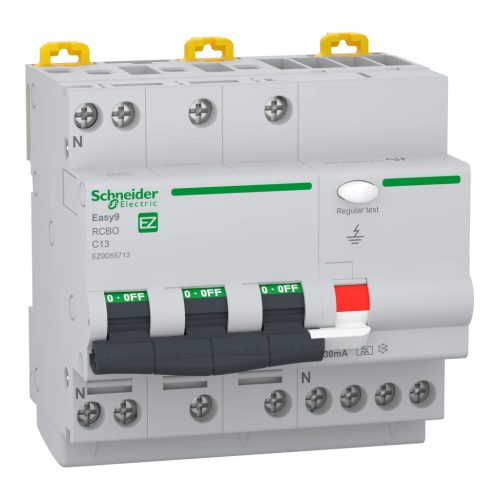 Schneider Electric EASY9 PRO EZ9D55713 Áramvédős kismegszakító (Kombi Fi-relé) 3P+N, C karakterisztika, 13A, 30mA, 6kA, A osztály