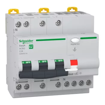 Schneider Easy9 Pro 3P+N C 16A 30mA A típus áramvédős kismegszakító (EZ9D55716)