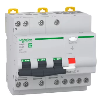 Schneider Easy9 Pro 3P+N C 20A 30mA A típus áramvédős kismegszakító (EZ9D55720)