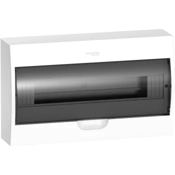   Schneider Electric Easy9 EZ9E118S2S Műanyag kiselosztó, 18 modul, 1 sor, füstszínű ajtóval, IP40 (zárt ajtóval), falon kívüli, Easy9 (Schneider EZ9E118S2S)