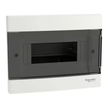 Schneider Easy9 EU EZ9EUA108 kiselosztó, füstszínű átlátszó ajtó, süllyesztett szerelés, 1x8 modul