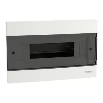 Schneider Easy9 EU EZ9EUA112 kiselosztó, füstszínű átlátszó ajtó, süllyesztett szerelés, 1x12 modul
