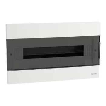 Schneider Easy9 EU EZ9EUA118 kiselosztó, füstszínű átlátszó ajtó, süllyesztett szerelés, 1x18 modul