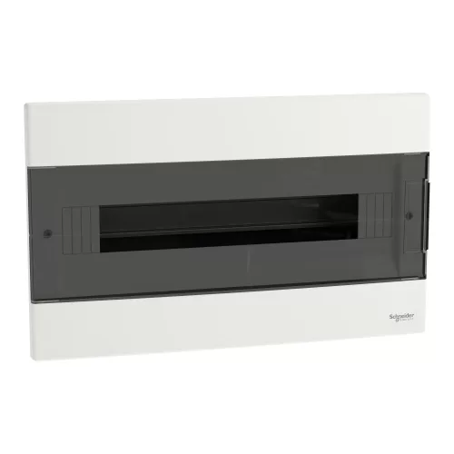 Schneider Easy9 EU EZ9EUA118 kiselosztó, füstszínű átlátszó ajtó, süllyesztett szerelés, 1x18 modul