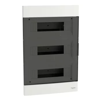 Schneider Easy9 EU EZ9EUA312 kiselosztó, füstszínű átlátszó ajtó, süllyesztett szerelés, 3x12 modul