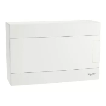 Schneider Easy9 EU EZ9EUD112 kiselosztó, teli, fehér ajtó, falon kívüli szerelés, 1x12 modul