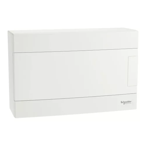 Schneider Easy9 EU EZ9EUD112 kiselosztó, teli, fehér ajtó, falon kívüli szerelés, 1x12 modul