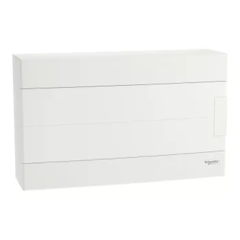 Schneider Easy9 EU EZ9EUD118 kiselosztó, teli, fehér ajtó, falon kívüli szerelés, 1x18 modul