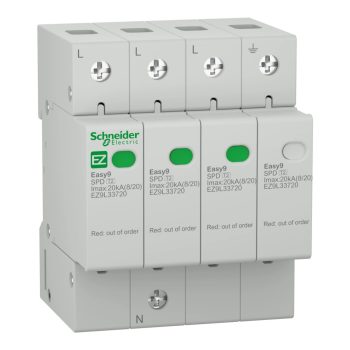   Schneider Electric EASY9 PRO EZ9L33720 túlfeszültség levezető 3P+N , C (T2) fokozatú, 230/400V AC - 10 kA (R9L16710 kiváltója)