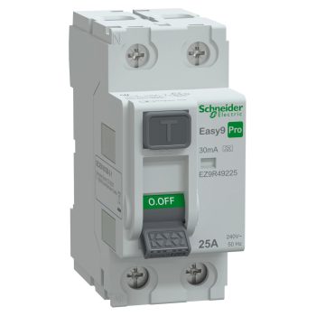   Schneider Electric EASY9 PRO EZ9R49225 áram-védőkapcsoló (Fi-relé) A osztály, 2P, 25A, 30mA