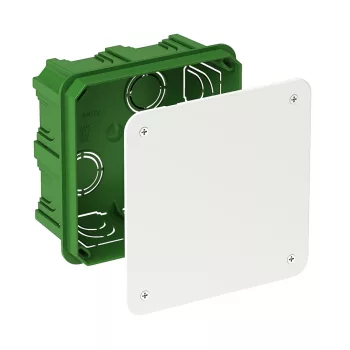   Schneider Electric, IMT35122, négyzet alakú süllyesztett téglafalhoz kötődoboz 100x100x50 fedéllel zöld (Schneider IMT35122)