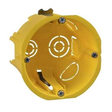 Schneider Electric, IMT35150, süllyesztett gipszkartonfalhoz szerelvénydoboz 65x45, sorolható, fedel nélkül, sárga (Schneider IMT35150)