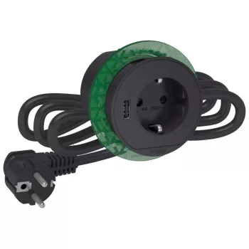   Schneider Electric INS44005 UNICA SYSTEM+ Bútorba süllyeszthető 2P+F csatlakozóaljzat (16A) / USB A (5V / 3,1A) antracit