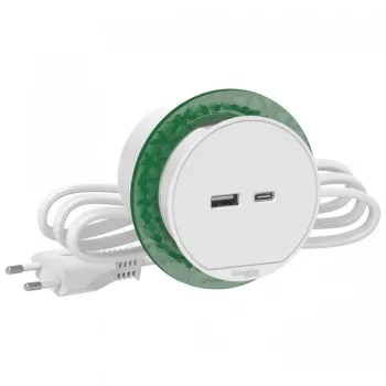   Schneider Electric INS44008 UNICA SYSTEM+ Bútorba süllyeszthető USB A+C töltő 5V / 3,1A fehér