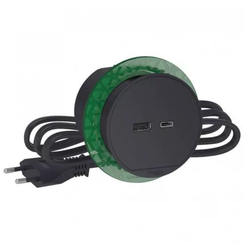 Schneider Unica System+ Bútorba süllyeszthető USB A+C töltő, antracit – INS44009