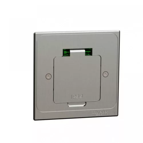 Schneider Unica System+ Padlócsatlakozó, négyzet alakú, fém, 2P+F csatlakozóaljzattal, szürke – INS52100