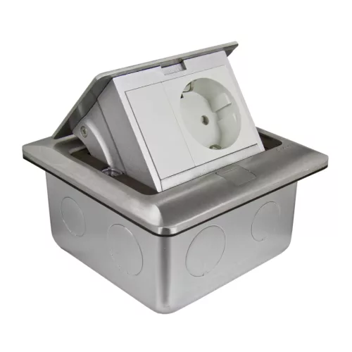 Schneider Unica System+ Padlócsatlakozó S, négyzet, 2P+F aljzattal és vakfedéllel, ezüst – INS52171