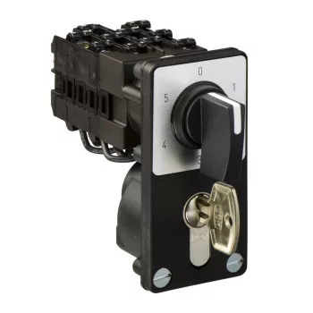   Schneider K1K015NZ4 Harmony K komplett bütykös kapcsoló, 12A, 6 csavaros rögzítés, kulcsos, 3P, 5 fokozatú +0 léptetőkapcsoló