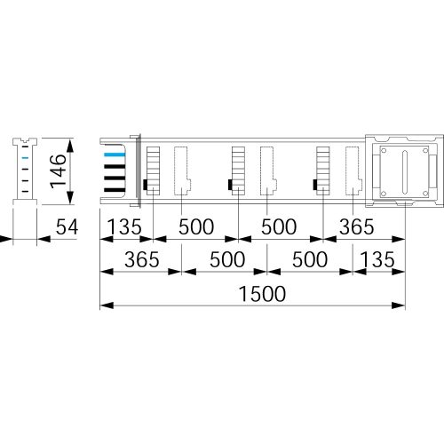 Schneider KSA400ED4156 Canalis - Egyenes elem, 400 A, 1,5 m