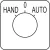 Schneider KZ18434 Harmony K bütykös kapcsoló címke, HAND-O-AUTO - 45 x 45 mm