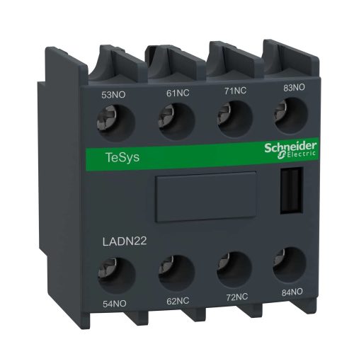 Schneider Electric, Segédérintkező blokk, homloklapi, 2 Záro + 2 Nyitó, csavaros csatlakozás (Schneider LADN22)