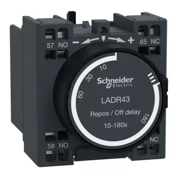   Schneider Electric LADR43 Ejtéskésleltető segédérintkező blokk, 10…180s, rugós csatlakozás